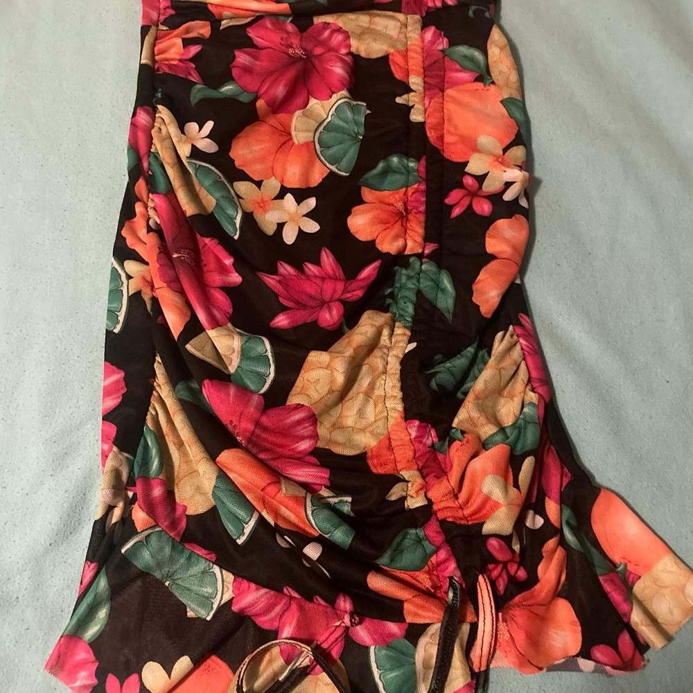 NWOT Delia’s Floral Fruit Print Skirt with Drawstring